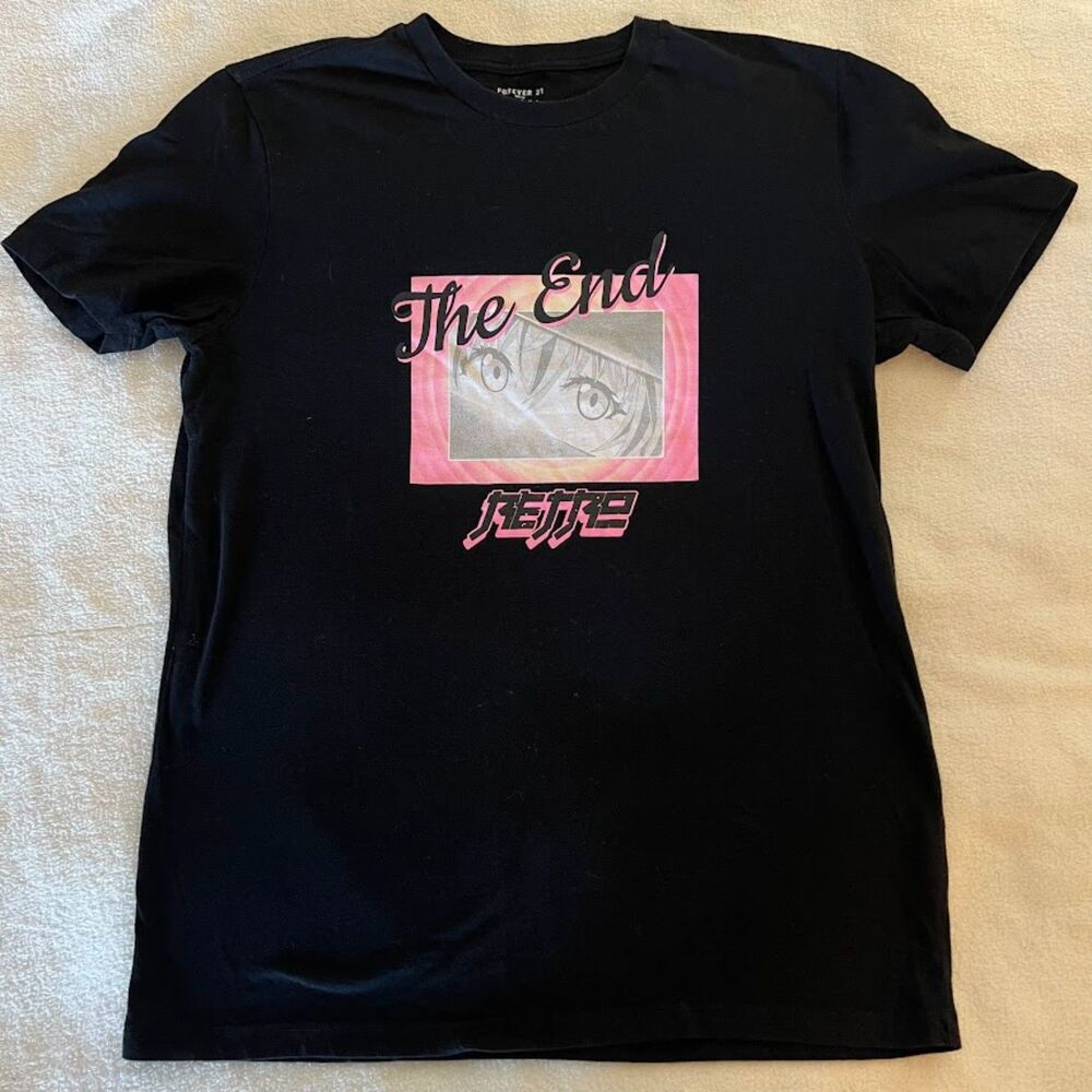 Forever 21 Men's Graphic Tee Pink Pink Retro Anime, Size S